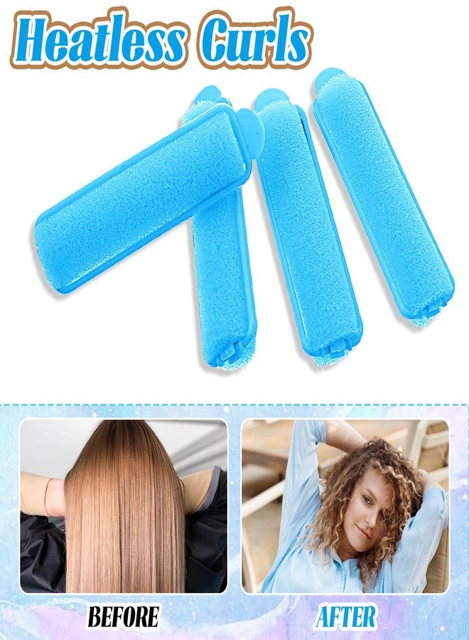 oruola مجموعة أورولا المكونة من 28 قطعة من بكرات الشعر الإسفنجية، بكرات شعر إسفنجية، 2.67 بوصة، بكرات شعر بدون حرارة لتصفيف الشعر الطويل والقصير للسيدات والأطفال، لون أزرق - Image 4